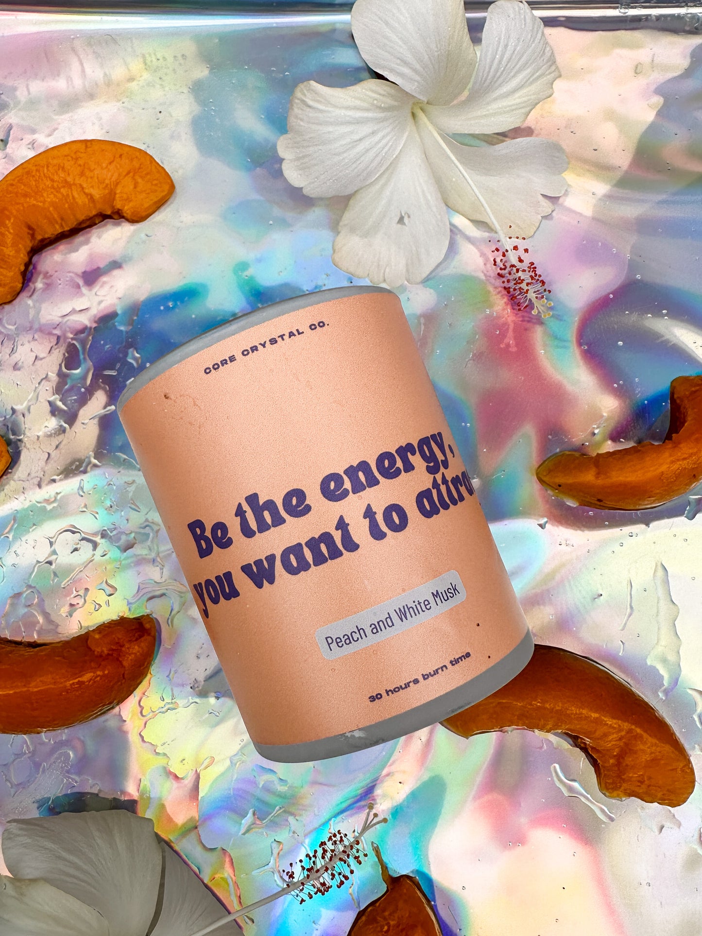 Be the energy you want to attract - Peach and White Musk Candle