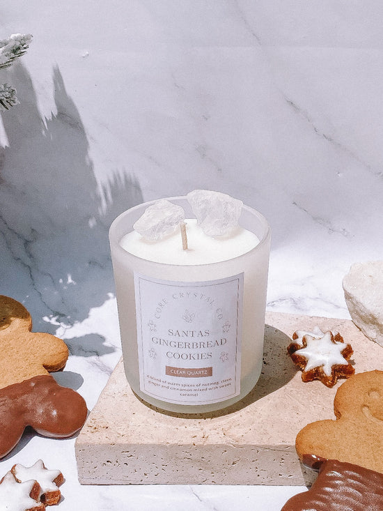 GINGERBREAD COOKIES -  Clear Quartz Crystal Infused Candle