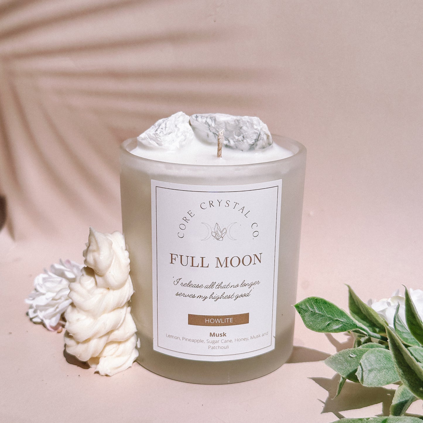 FULL MOON White Musk Crystal Infused Candle