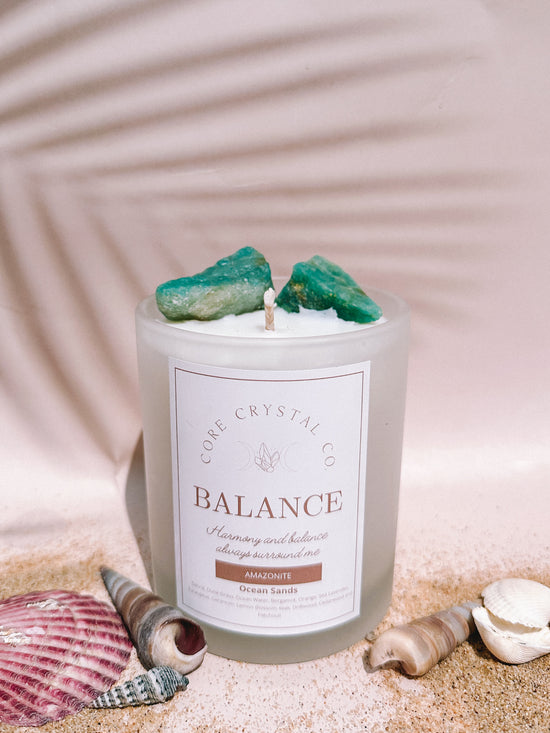 Load image into Gallery viewer, BALANCE Ocean Sands Amazonite Crystal Infused Candle
